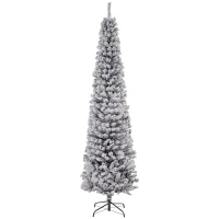 HOMCOM 7.5ft Flocked Christmas Tree, Pencil Christmas Tree with Realistic Branch Tips, Folding Metal Stand, Black(m-2)