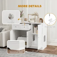 PawHut Cat Litter Box Enclosure with Drawers, Storage, Anti-tip Kit, 39" x 18" x 31.5", White(m-7)