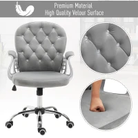 Vinsetto Office Chair, Comfortable Computer Desk Chair with Padded Seat and Adjustable Height, Tufted Back, Grey(m-4)