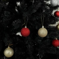 HOMCOM 9ft Unlit Artificial Black Christmas Tree, Holiday Décor with 2132 Branch Tips, Auto Open and Steel Base(m-9)