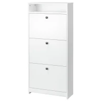 HOMCOM Slim Shoe Storage, Trendy Shoe Rack with 3 Large Fold-Out Drawers & a Spacious Top Surface, White(m-1)