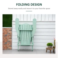 Outsunny Folding Adirondack Chair, Muskoka Chair with Pull-out Footrest, Outdoor Wooden Fire Pit Lounger for Patio, Porch, Poolside, Garden, Green(m-7)