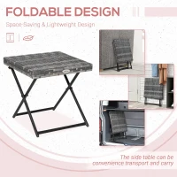 Outsunny Rattan Coffee Table Folding Patio Outdoor Side Table Wicker for Balcony, Porch, Poolside, 15.75"x15.75"x15.75", Grey(m-4)
