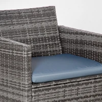 Outsunny 4 Pieces Patio Furniture Set with Cushions, Outdoor PE Rattan Wicker Conversation Garden Sofa Set with 2-Seater Chairs & Glass Coffee Table, Grey(m-8)