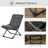 Outsunny Outdoor Folding Lawn Chair, Foldable Chair with Cushion, Armrest and Steel Frame for Poolside, Deck, Backyard(m-7)