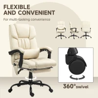 Vinsetto Massage Office Chair with 6 Vibrating Points, High Back Reclining Office Chair with Footrest and Remote, Beige(m-9)