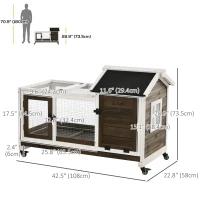 PawHut Rabbit Cage with Wheels, Ramp, Run, Tray for Indoor Outdoor, Suitable for Rabbit, Guinea Pig, Coffee(m-3)
