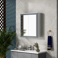 kleankin Bathroom Mirror Cabinet, Wall Mounted Medicine Cabinet with Mirror, Double Doors and Adjustable Shelves, White(m-8)