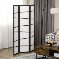 HOMCOM 5.6ft Folding Room Divider, 3 Panel Wall Partition with Wood Frame for Bedroom, Home Office, White(m-8)