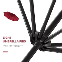 Outsunny 9FT 3 Tiers Patio Umbrella Outdoor Market Umbrella with Crank, Push Button Tilt for Deck, Backyard and Lawn, Wine Red(m-7)