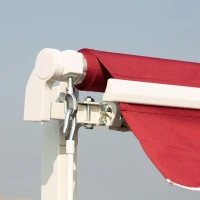 Outsunny 12' x 10' Retractable Awning Patio UV Resistant Fabric and Aluminum Frame for Deck, Balcony, Yard, Wine Red(m-9)