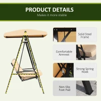 Outsunny 2 Seater Covered Outdoor Swing Chair Hammock Bench with Cushion Tilt Canopy Beige(m-6)