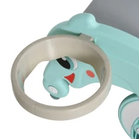 Qaba 3-in-1 Kids Slide And Rocking Horse Dual-Use Children Activity Equipment Portable Slide Indoor Outdoor Playground Toy W/ Basketball Hoop Toddler Birthday Gift, Age 1.5-3, Green(m-10)