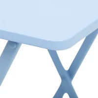 Outsunny 3 Pieces Garden Bistro Coffee Set Foldable Patio Chair & Square Table for Outdoor Yard Porch Poolside Balcony Blue(m-9)