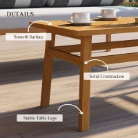 Outsunny Outdoor Coffee Table, Acacia Wood Rustic Patio Table for Garden, Backyard, Balcony, Deck, Natural Wood(m-6)