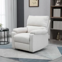 HOMCOM Recliner Chair, Manual Reclining Chair with Footrest, Padded Seat for Living Room, Bedroom, Study, Cream White(m-1)