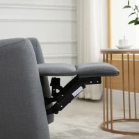 HOMCOM Manual Recliner Swivel Rocker Chair Theater Chair Single Sofa with Linen Fabric for Living Room Bedroom, Grey(m-9)