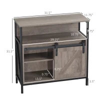HOMCOM Sideboard Buffet Cabinet, Coffee Bar Cabinet with Sliding Barn Door and Adjustable Shelf for Kitchen, Living Room, Gray(m-3)