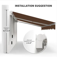 Outsunny 13' x 8' Retractable Awning, Patio Awnings, Sunshade Shelter w/ Manual Crank Handle, UV & Water-Resistant Fabric and Aluminum Frame for Deck, Balcony, Yard, Coffee Brown(m-7)