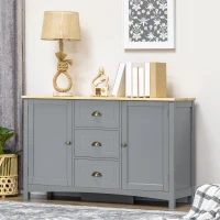 HOMCOM Buffet Cabinet with 3 Storage Drawers, Sideboard for Living Room, Gray(m-10)