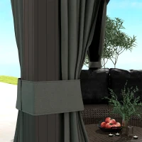 Outsunny 10' x 12' Deluxe Hardtop Gazebo with Metal Roof, Aluminum Frame Patio Gazebo Garden Sun Shelter Outdoor Pavilion with Curtains and Netting, Grey(m-9)