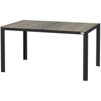 Outsunny Patio Table for 6 with Aluminum Frame, Faux Wood Tabletop, Rectangular Outdoor Table for Backyard, Lawn, Balcony, Gray(m-1)