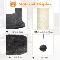 PawHut Adjustable Height Floor-To-Ceiling Vertical Cat Tree with Carpet Platforms, Condo & Rope Scratching Areas, Dark Grey(m-7)