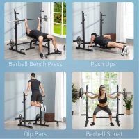 Soozier Multi-Function Barbell Squat Rack Stand, Heavy-Duty Strength Training Dumbbell Rack, Height Adjustable Weight Lifting Bench Press Dip Station for Home, Gym, Black(m-7)