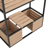 Outsunny Elevated Planter Box, Wooden Raised Garden Bed with Storage Shelf for Flowers, Vegetables, Herbs, Light Brown(m-10)