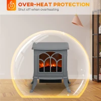 HOMCOM Electric Fireplace Heater, Freestanding Fireplace Stove with Realistic Logs and Flame Effect, 750W/1500W, Gray(m-6)