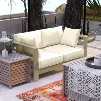Outsunny Patio Loveseat, Outdoor Seating for 2, Garden Sofa with Cushions, Wide Armrests, 54.3"x27.6"x24.6", Cream White(m-8)