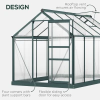 Outsunny 6' x 10' x 6.6' Polycarbonate Greenhouse, Walk-In Green House Kit Garden, Plants Grow, Galvanized Sheet Aluminum Frame with Rain Gutter, Vents and Sliding Door, Green(m-4)