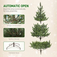 HOMCOM 7ft Artificial Prelit Sparse Cedar Christmas Tree with LED Lights and 2931 Tips, Steel Base for Home Office Holiday(m-7)