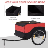 Aosom Bike Cargo Trailer Bicycle Luggage Carrier Cart with Cover Black Red(m-6)