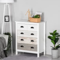 HOMCOM 5 Drawer Dresser for Bedroom, Chest of Drawers with Table Top, Clothes Closet for Living Room, Multi-Color(m-8)