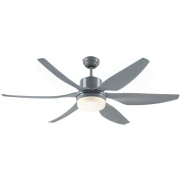 HOMCOM 52" Reversible Indoor Ceiling Fan with Light, Modern Mount LED Lighting Fan with Remote Control, for Bedroom, and Living Room, Gray(m-1)