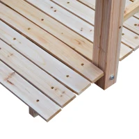 Outsunny 5 ft Wooden Garden Bridge Arc Footbridge with Railings for your Backyard, Natural Wood(m-9)