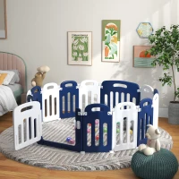 Qaba Baby Playpen, 18 Panels Sturdy Safety Play Yard for Babies and Toddlers, 85" x 57" Foldable Baby Playard, Indoor Outdoor Kids Activity Center with Anti-Slip Base(m-10)