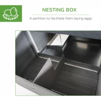 PawHut 63" Wooden Chicken Coop Hen House Poultry Cage for Outdoor Backyard with Raised Garden Bed, Run Area, Nesting Box and Removable Tray, Gray(m-6)