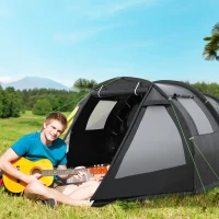 Outsunny 3-4 Person Easy Setup Cabin Tent with Two Room, Waterproof & UV30+ Camping Tent with Carrying Bag, Charcoal(m-10)