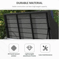 Outsunny Wicker Storage Bench Deck Box with Comfortable Cushion Navy Blue(m-6)