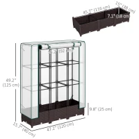 Outsunny Raised Garden Bed Kit with Trellis, Plastic Raised Flower Bed with PE Cover and Zipper Door, 47 x 16 x 50 inch(m-3)