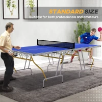 Soozier 9' x 5' Full Size Table Tennis Table, Folding Ping Pong Table with Paddles and Balls, Blue(m-5)