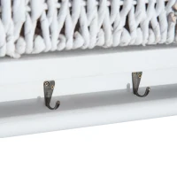 HomCom Rustic Country Floating Storage Shelf With Coat Hooks And 2 Removable Baskets - White(m-5)