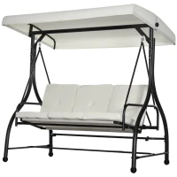 Outsunny Convertible Patio Swing Bed with Canopy and Cushions, 3 Seater Porch Swing for Outdoor, Backyard, Garden, Cream White(m-2)