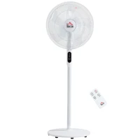 HOMCOM Floor Standing Fan with Remote Control, Oscillating, LED Screen, Stand Up Cooling Fan, Tall Pedestal Electric Fan for Home Bedroom, White(m-11)