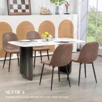 HOMCOM Retro Dining Table Chairs Set of 4, PU Leather Upholstered Kitchen Table Chairs for Living Room, Bedroom(m-4)