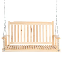 Outsunny 2-People Porch Swing Bench, Patio Swing Chair with 2 Adjustable Hanging Chains for Deck, Garden, Backyard, Natural(m-2)