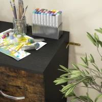 Vinsetto 2 Drawer File Cabinet with Lock, Office Filing Cabinet, Hanging Bar for Letter Size, Home Office, Rustic Brown(m-10)