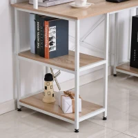 HOMCOM 55 Inch Home Office Computer Desk Study Writing Workstation with Storage Shelves, Elevated Monitor Shelf, CPU Stand, Durable X-Shaped Construction, Oak Wood Grain(m-7)